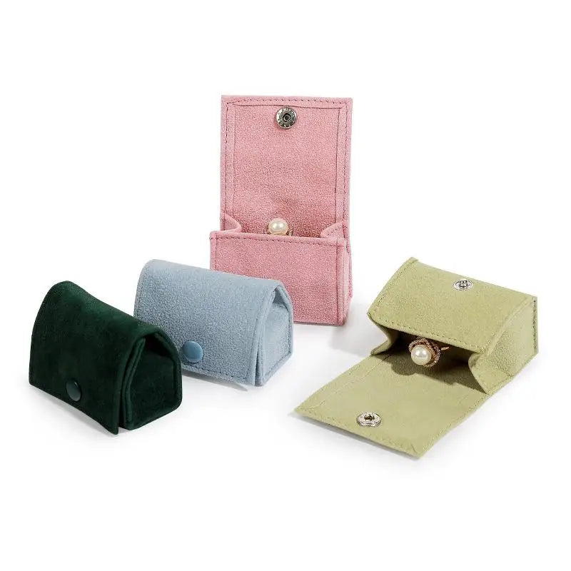 boîtes bijoux velours vert bleu rose classiques boutons pression anneaux voyage maison