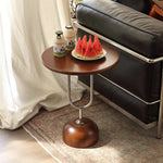 table d'appoint bois marron clair moderne pied central base circulaire portable multifonctionnelle rangement chambre