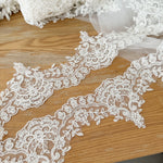 dentelle blanche floral ajourée rayonne nylon organza élégante mariage deco écologique 10cm large translucide