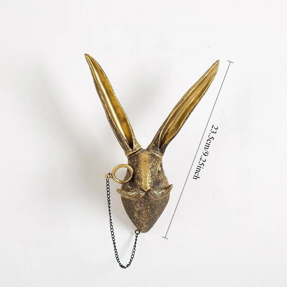 pendentif tête cerf doré résine décorative moderne fourrure chaîne accessoire mur fixations