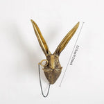 pendentif tête cerf doré résine décorative moderne fourrure chaîne accessoire mur fixations
