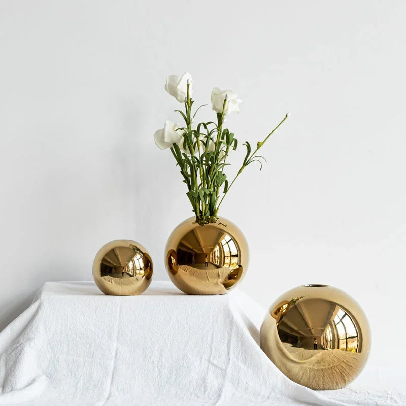vases décoratifs modernes vases or brillants fleurs artificielles séchées minimaliste