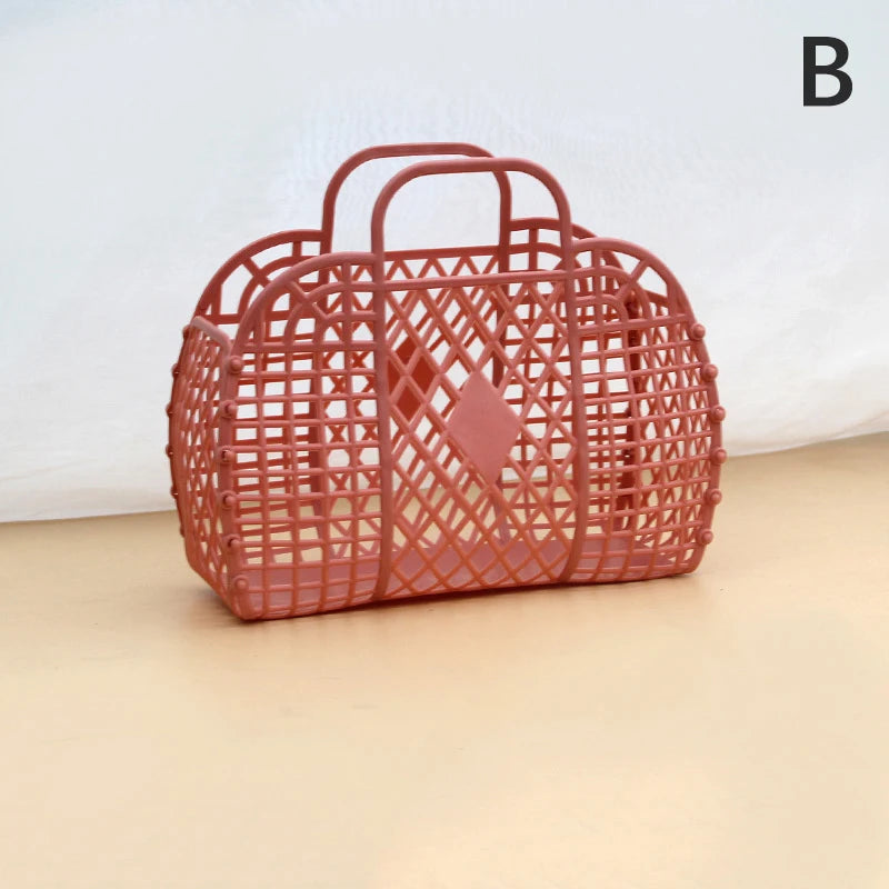 panier bain rétro rose clair bleu pastel poignées détachables vintage fileté gris clair