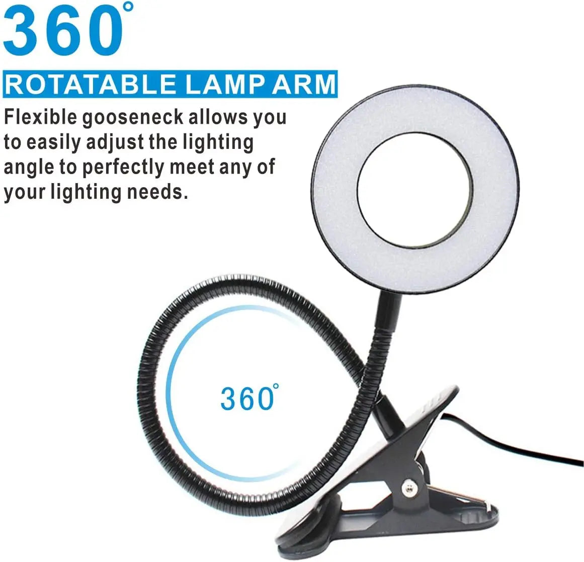 lampe flexible noir pince usb modes lumière interrupteur tactile moderne