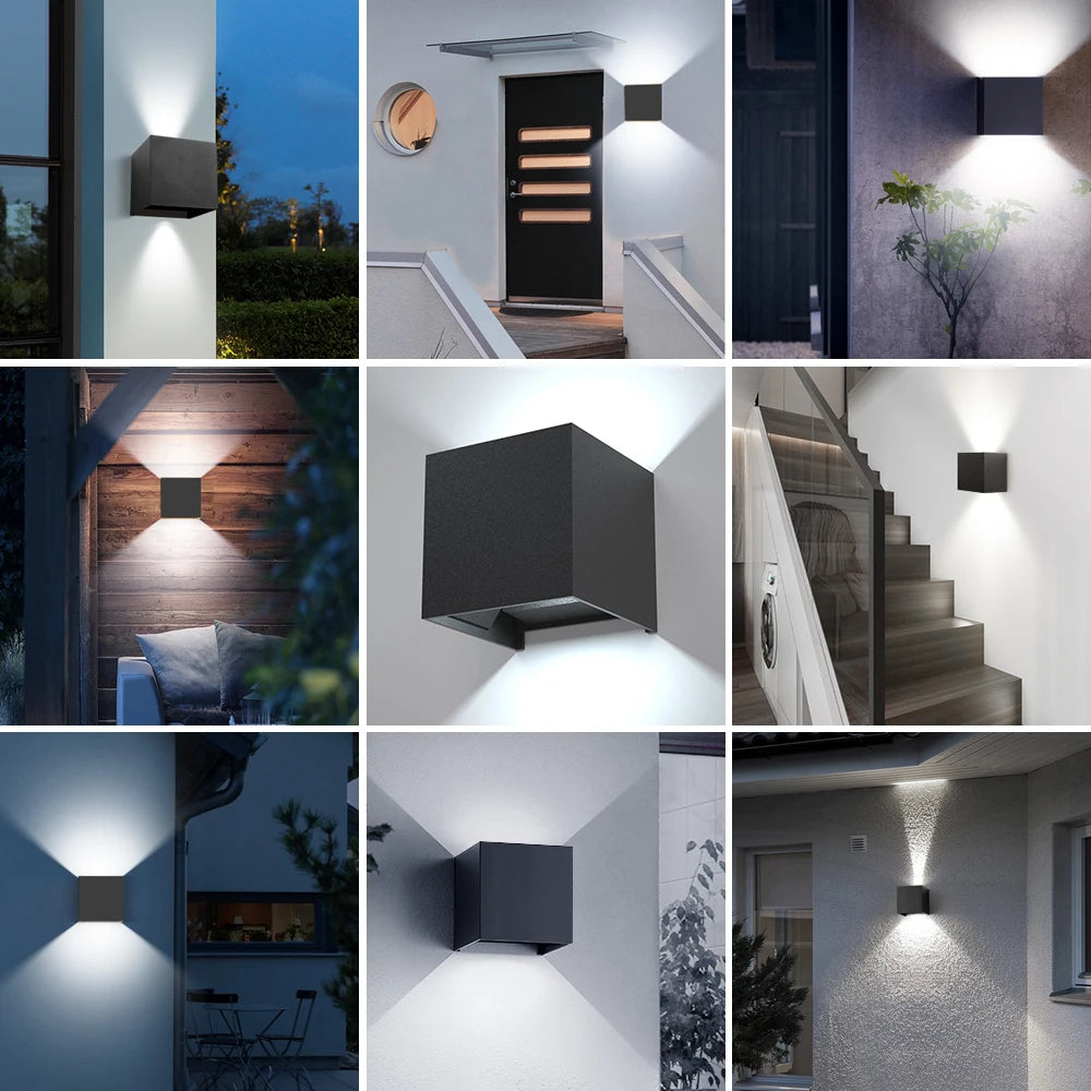 applique murale led contemporaine noire ip65 mur salon éclairage maison 3000k 85265v