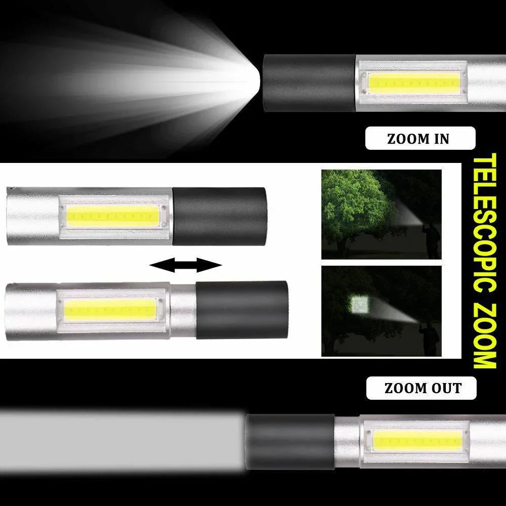 lampe torche rechargeable usb portable étanche modes commutation noir argenté moderne compact