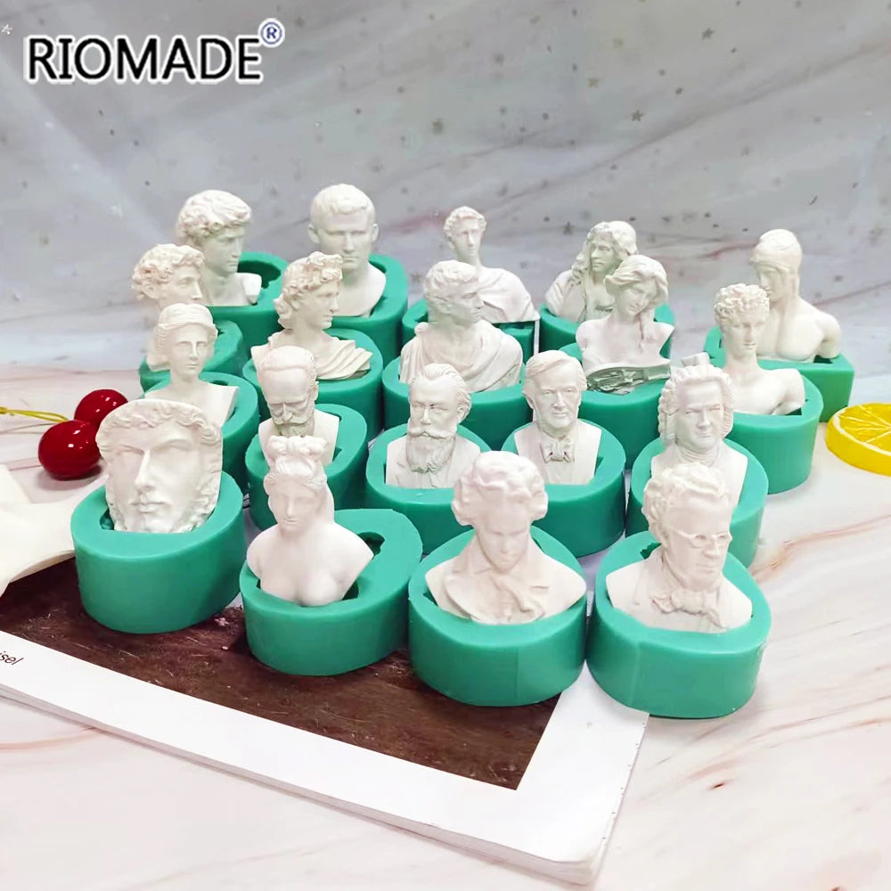 moules silicone bustes sculptés classiques aromathérapie gypse résine époxy decoration gâteau blanc vert