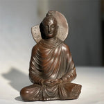 statue bouddha traditionnelle lisse brun foncé décoration maison religieuse ornement
