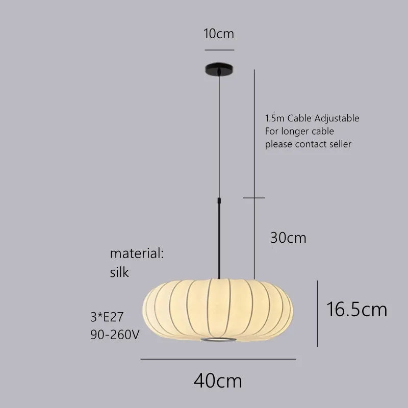suspension lumineuse soie blanc rayures horizontales moderne passe câble noir