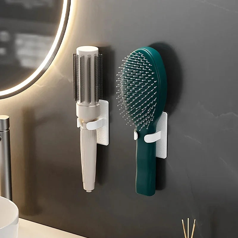 support mural adhésif multiple brosse cheveux peigne moderne salle bain douche cuisine pois noirs