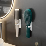 support mural adhésif multiple brosse cheveux peigne moderne salle bain douche cuisine pois noirs