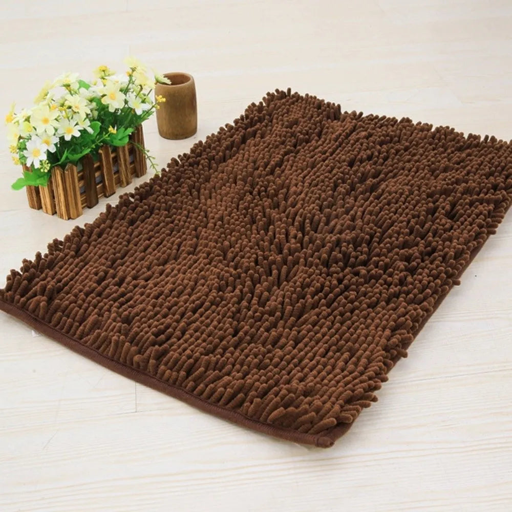 tapis bain polyester anti dérapant lavable machine moderne gris bleu marron texture boules 40x60cm