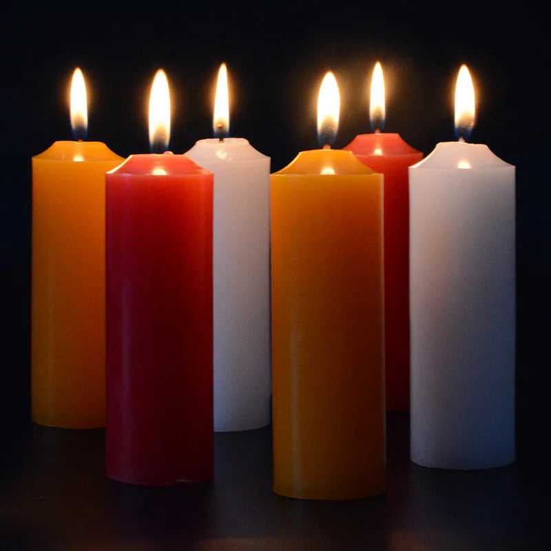 bougies classiques orange rouge blanc hautes lumineuses sans fumée décoration maison urgence