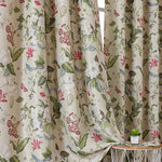 rideau pastoral fleurs papillons beige vert rouge opacité anti poussière réduction bruit fenêtre française