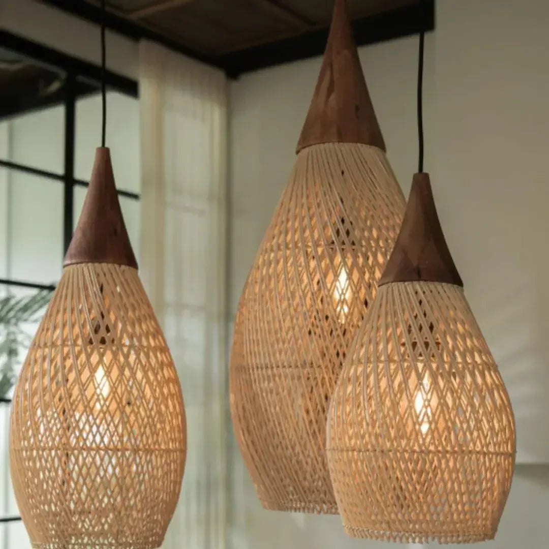 suspension lumineuse pendentif rotin noir moderne salon cuisine chambre