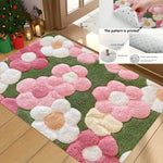 tapis bain doux fleurs imprimées anti dérapant moderne vert rose blanc