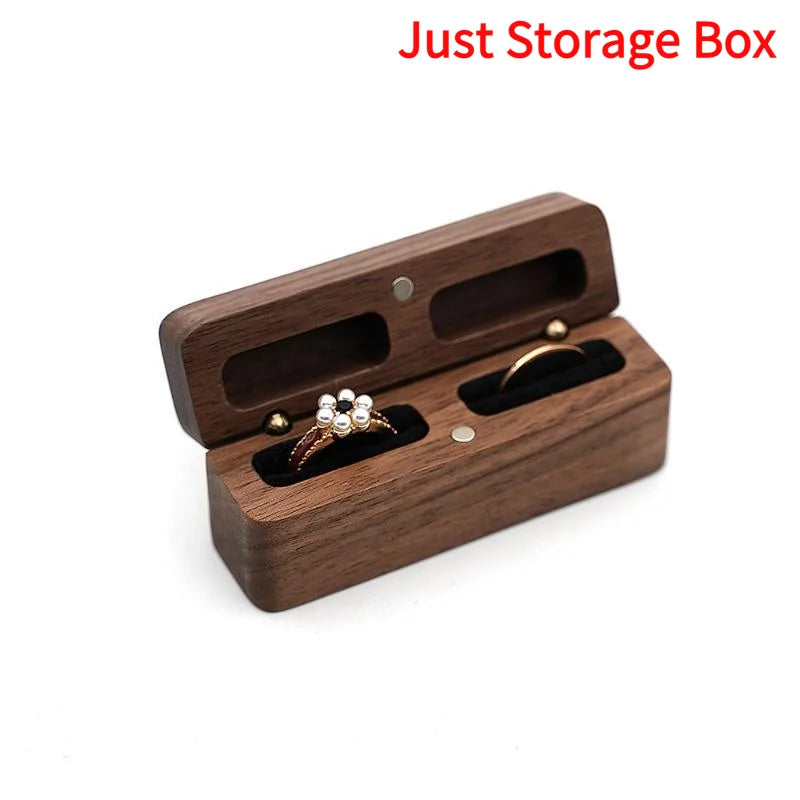 boîte rangement bois marron minimaliste bijoux bagues mariage quotidien organizer alliance