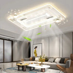 plafonnier led moderne blanc ventilateur télécommande lumière circulaire contemporain