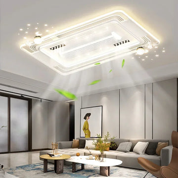 plafonnier led moderne blanc ventilateur télécommande lumière circulaire contemporain