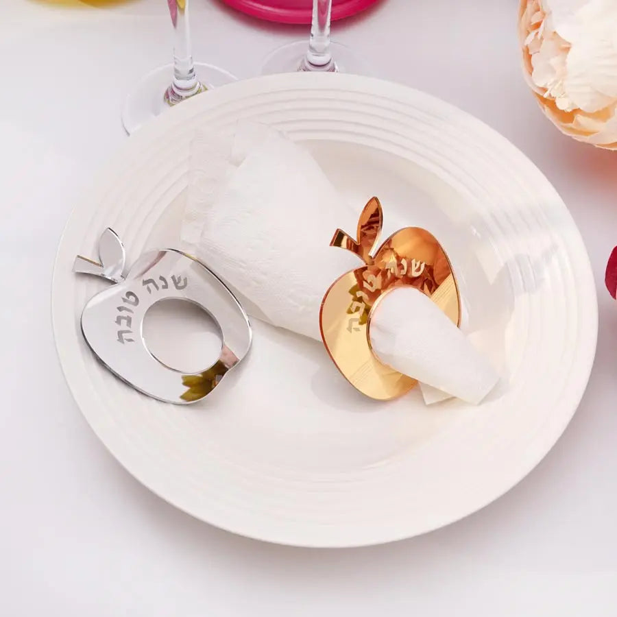 porte serviettes pomme or rose argenté miroir moderne décoration table événement cadeau festive