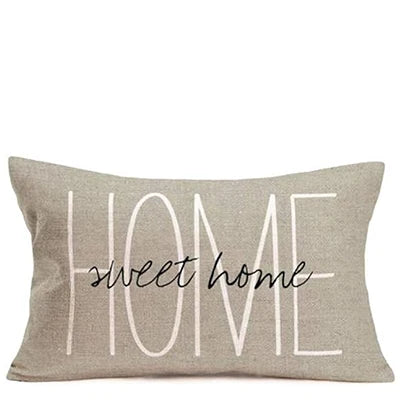 housse coussin décorative moderne lin beige lettres blanches 30x50cm 40x60cm 50x70cm