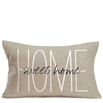 housse coussin décorative moderne lin beige lettres blanches 30x50cm 40x60cm 50x70cm