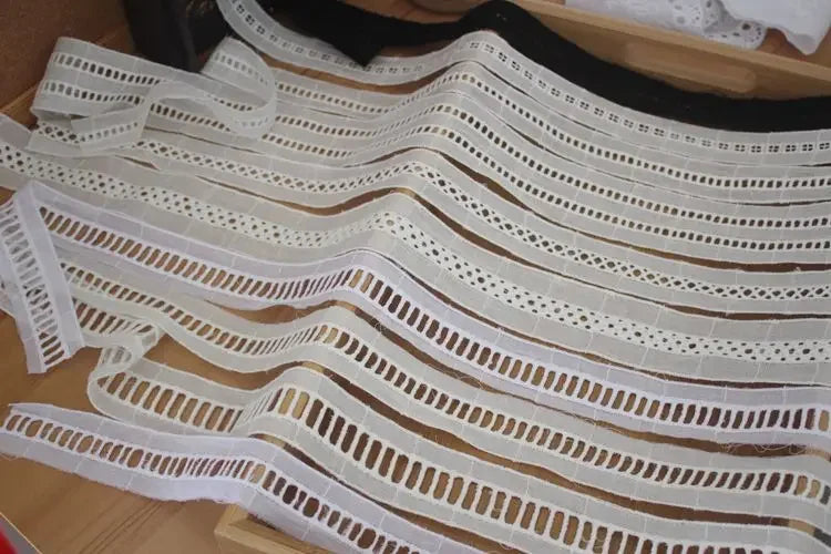 ruban coton blanc rayures horizontales dentelle décoratif écolo largeur cm artisanal