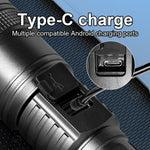 lampe torche rechargeable led 30w zoom longue portée noir affichage numérique