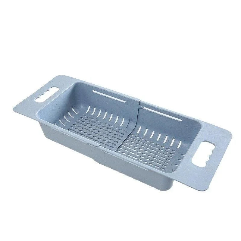 panier drainage rétractable bleu perforé moderne rangement vaisselle gants savon brosse