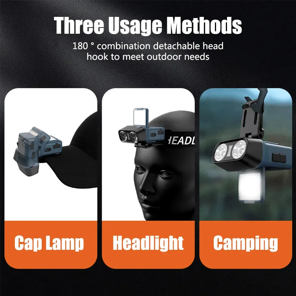 lampe frontale led étanche clipser sauveteur noir bleu moderne pêche camping aste haute luminosité