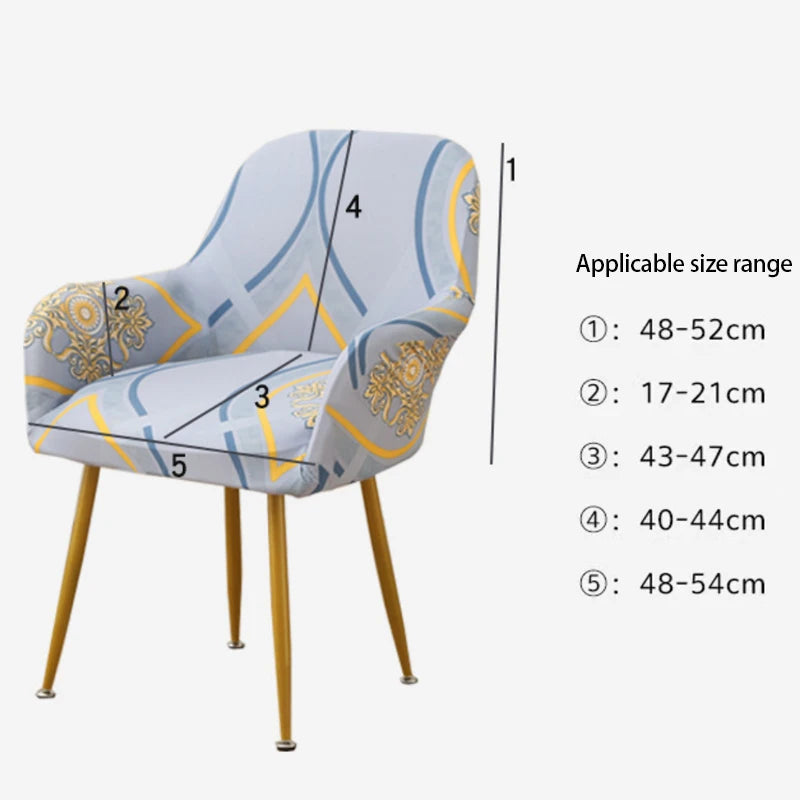 housse chaise moderne adhésive feuilles tropicales noir blanc gris bleu doré elasthanne polyester Jacquard