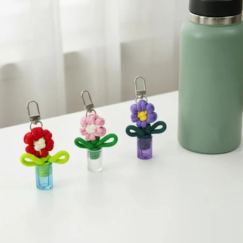porte clés fleur tridimensionnelle couleurs vives boucle métallique créatif artisanal transparent opaque