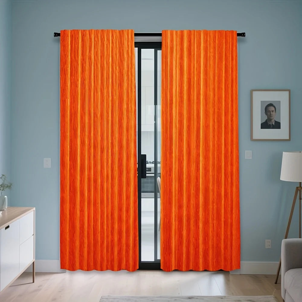 rideaux modernes orange vif imprimé rayures verticales opaques maison 100% polyester