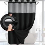 rideau douche moderne noir gris clair texture relief aimants lestés liner intégré tissu opaque