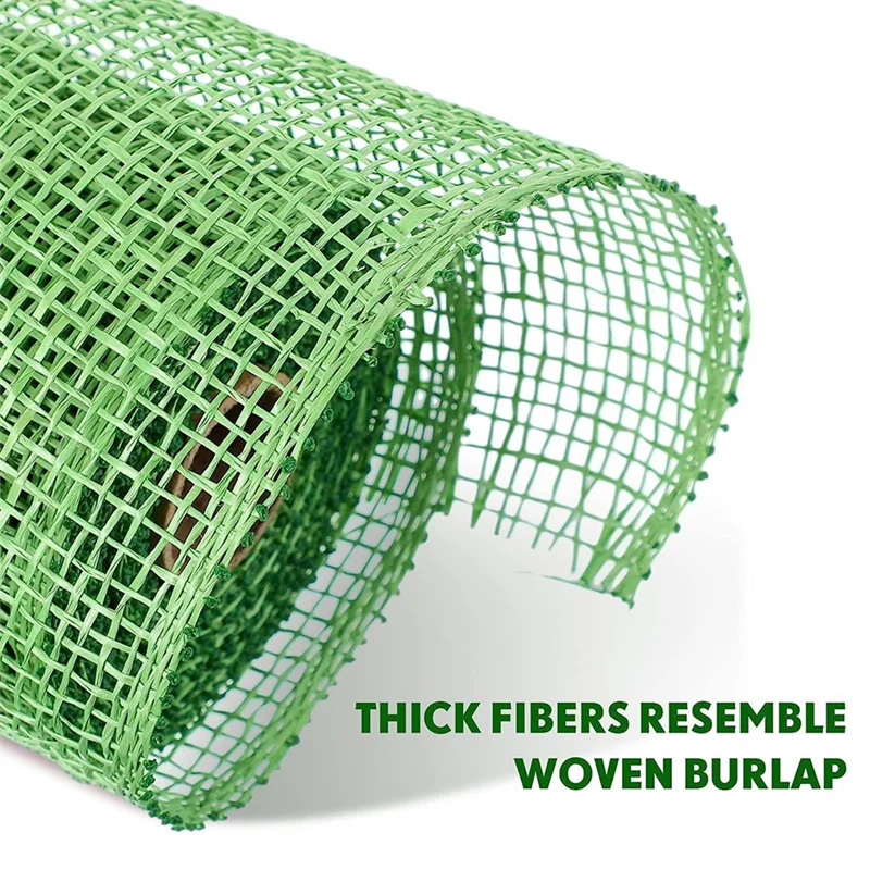 ruban maille décorative vert rustique emballage artisanal bricolage craft semi transparent tissu polyestère fleurs