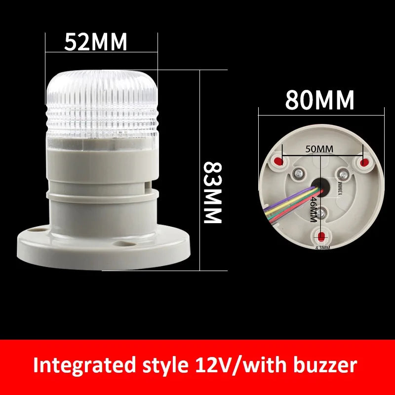 lampe led rouge verte jaune adhésive buzzer flashing 12v 24v transparente moderne