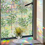 film vitrail fleurs papillons adhésif multicolore décoratif fenêtre opacité artiste