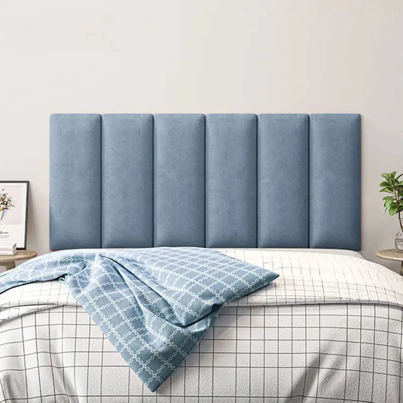 tête lit contemporaine bois bleu gris rose tissu uni opaque chambre décoration