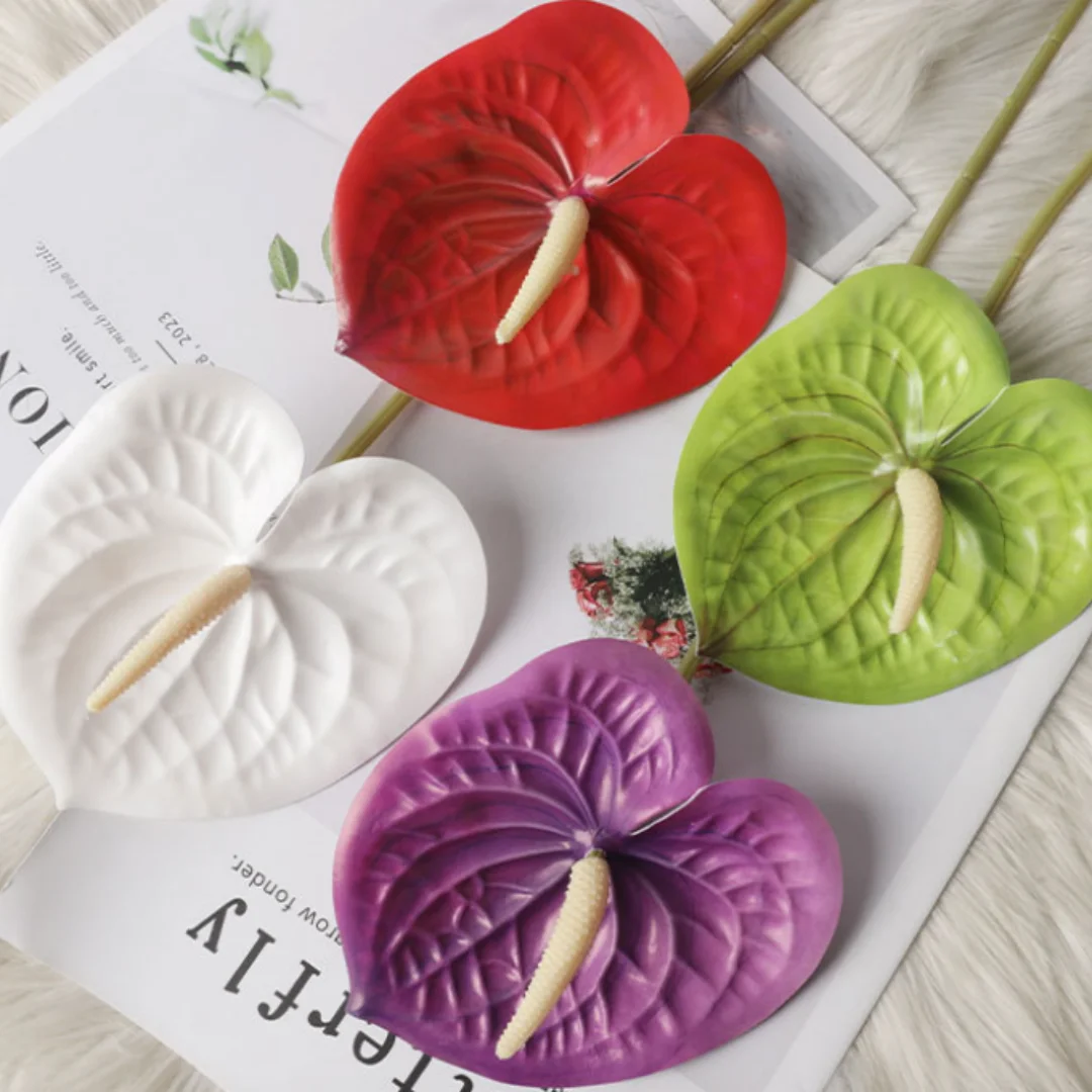 fleurs artificielles anthurium blanc rouge rose vert violet modernes intérieur mariage anniversaire