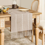 nappe lin rustique rayures relief franges champêtre halloween noel mariage