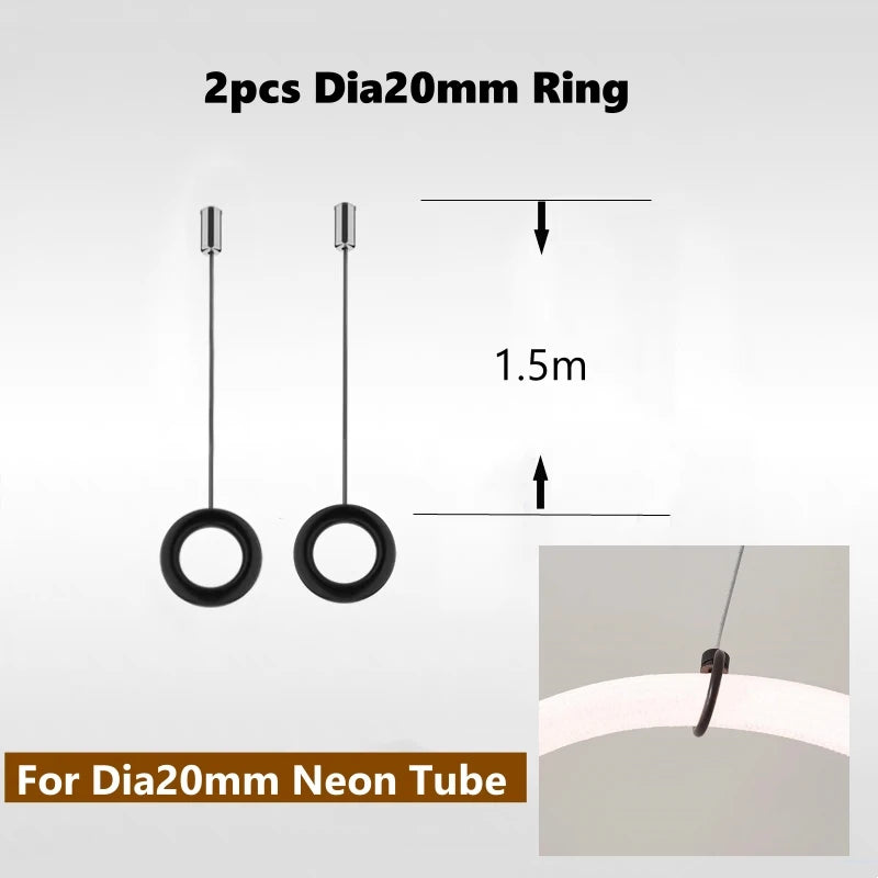 bases tube néon blanc led lisse moderne clips fixation câbles connexion accessoire lumineux minimaliste