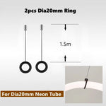 bases tube néon blanc led lisse moderne clips fixation câbles connexion accessoire lumineux minimaliste