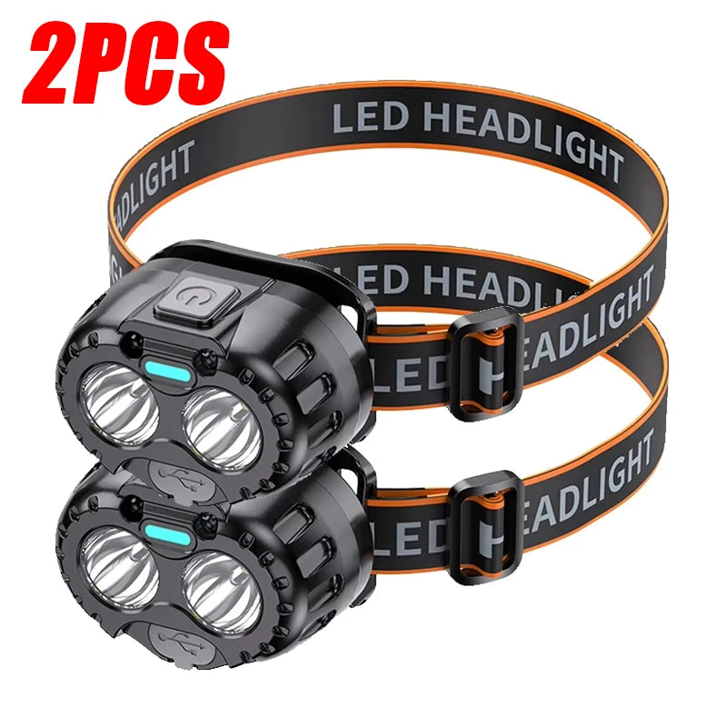 lampe frontale led rechargeable bande ajustable mode moderne compact noir imprimé led headlamp