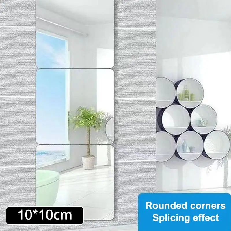 miroir mural transparent moderne adhésif vinyle décoration chambre coucher DIY
