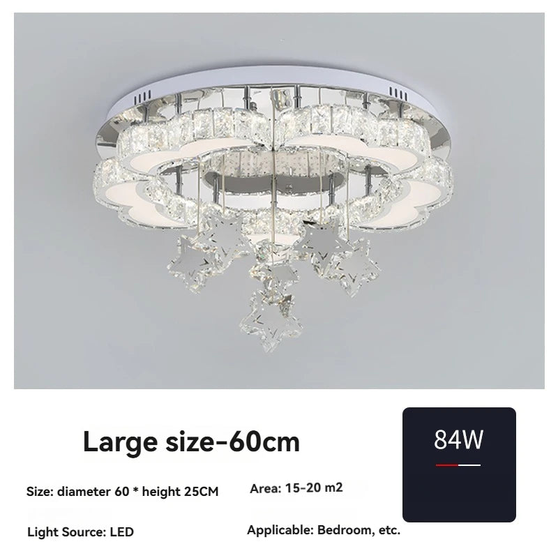 plafonnier moderne étoiles cristal blanc doré éclairage cuisine salle manger led changeable