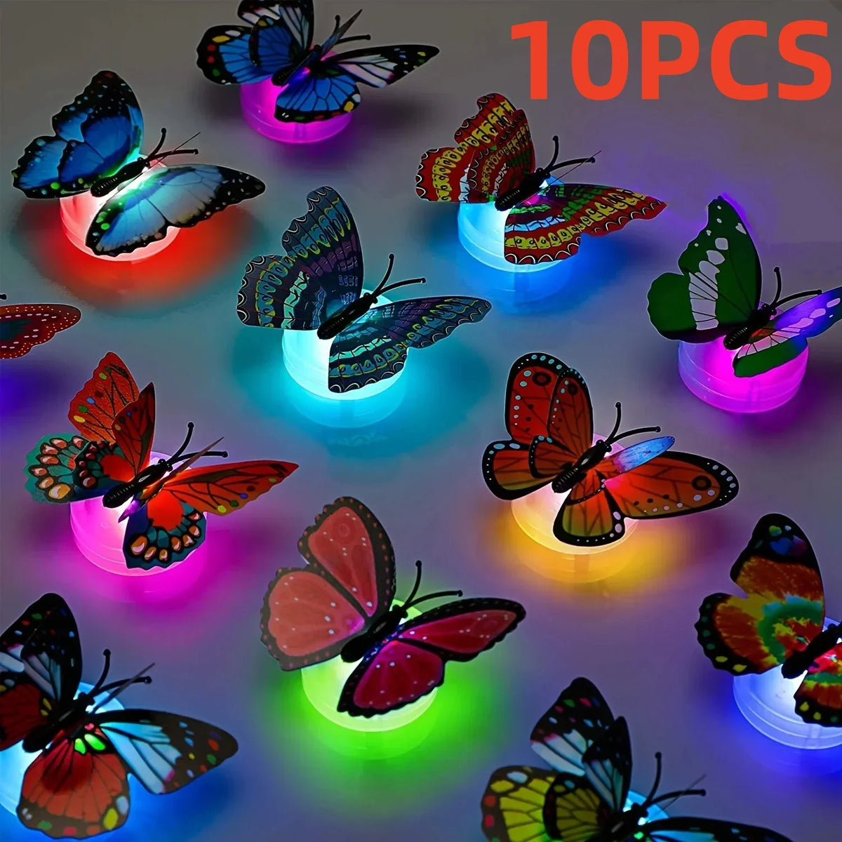 veilleuses led papillons multicolores brillants adhésifs modernes extérieures intérieures 10pcs 5pcs random color