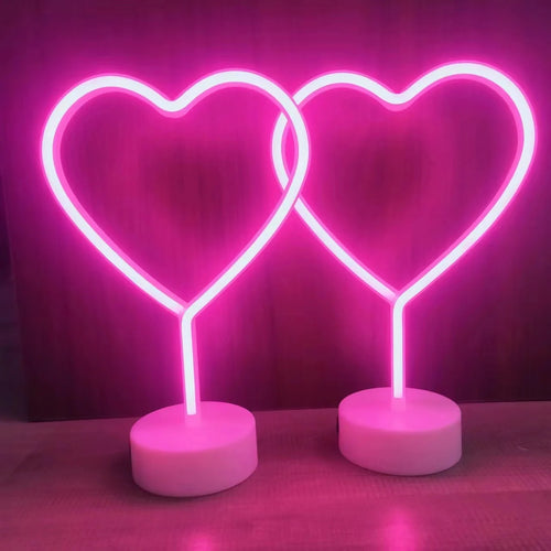 lampe néon moderne rose coeur décoration chambre coucher usb alimentée