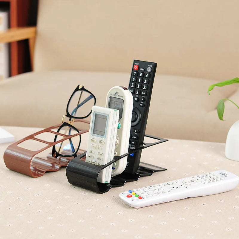 organisateur moderne rangement télécommandes petits objets marron noir orange