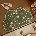 tapis d'entrée absorbant eau rapide sèche ventilé non glissant intérieur maison vert floral élégant