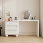 coiffeuse miroir blanc minimaliste moderne commode tiroirs noirs chambre meuble maquillage